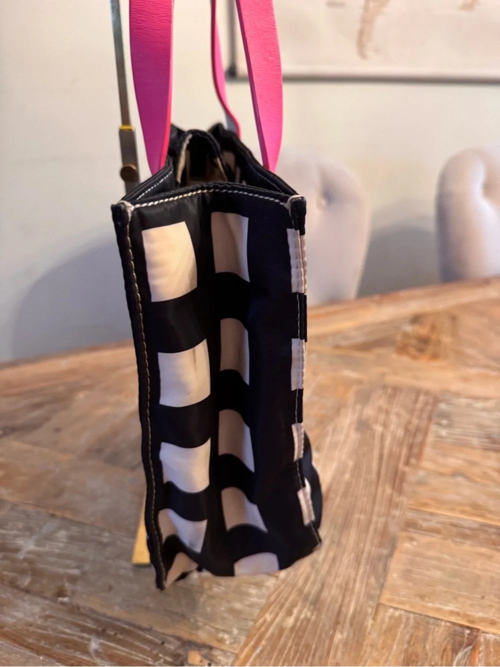 Kate Spade Checker Bag  with Pink Handles